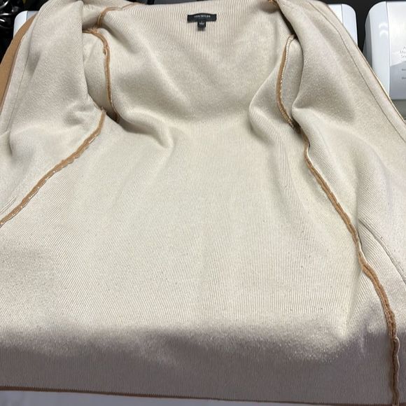Ann Taylor Oversized Camel Tan/ Cream Cardigan Jacket w/ Pockets & Zipper-Small - Picture 12 of 12